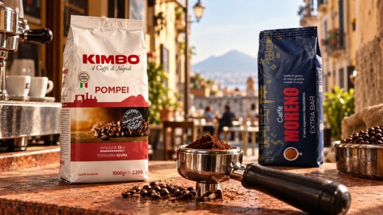 Kimbo Pompei и Caffè Moreno Extra Bar на бар за неаполитанско еспресо